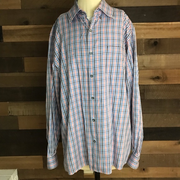 Ermenegildo zegna pink and blue dress‎ shirt Xl - Picture 1 of 9